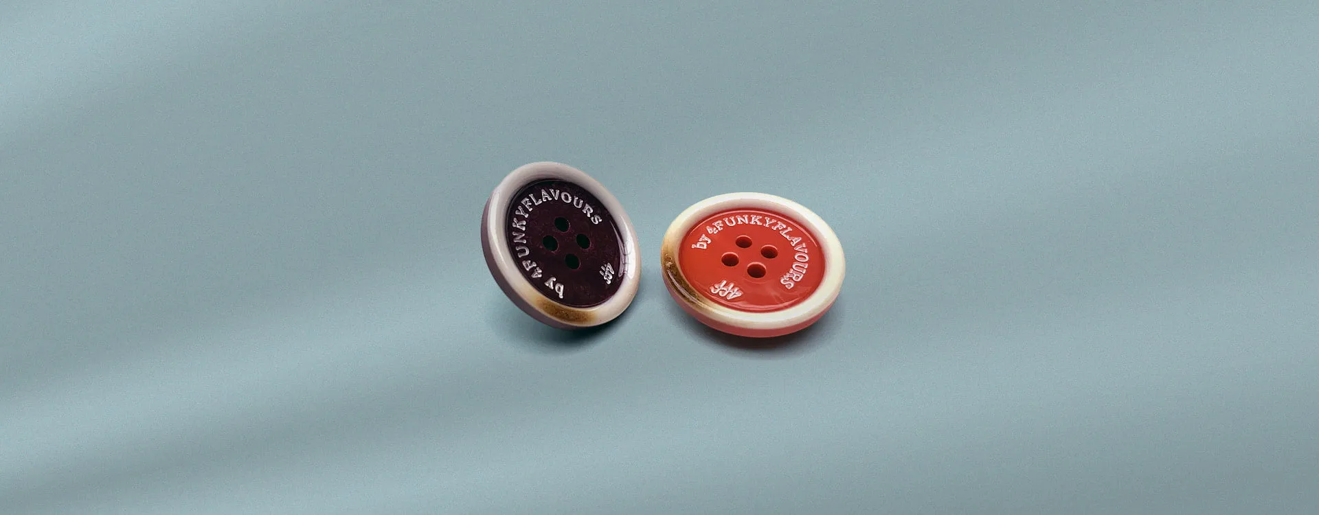 Custom branded sew-on buttons.