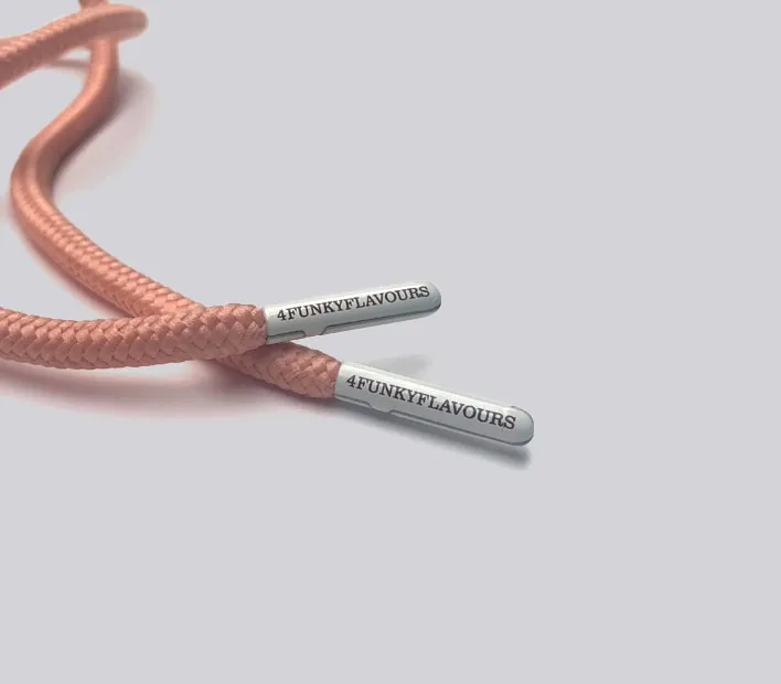 Printed logo cord aglet.