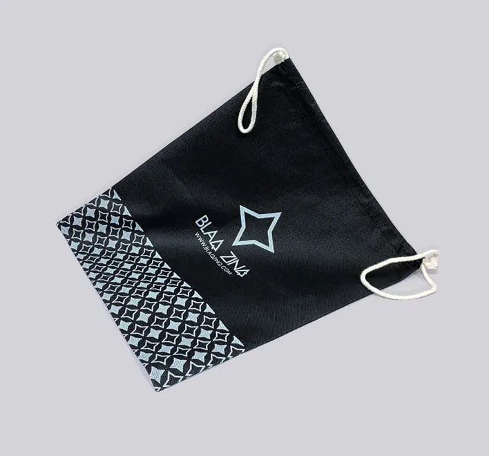 Non-woven material dust bag with printed logo.