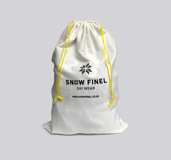 Snow Finel brushed cotton printed dust bag.