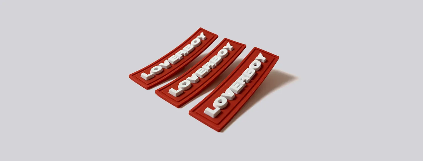 Loverboy injection mould silicone rubber labels