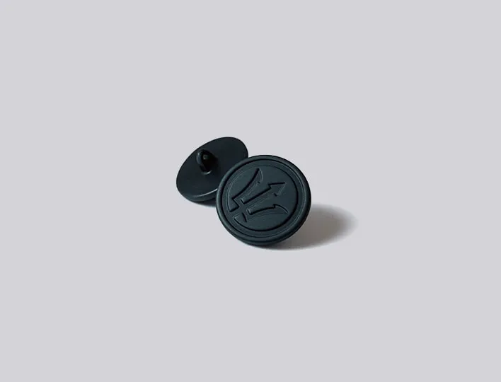 Metal shank button matt black finish.